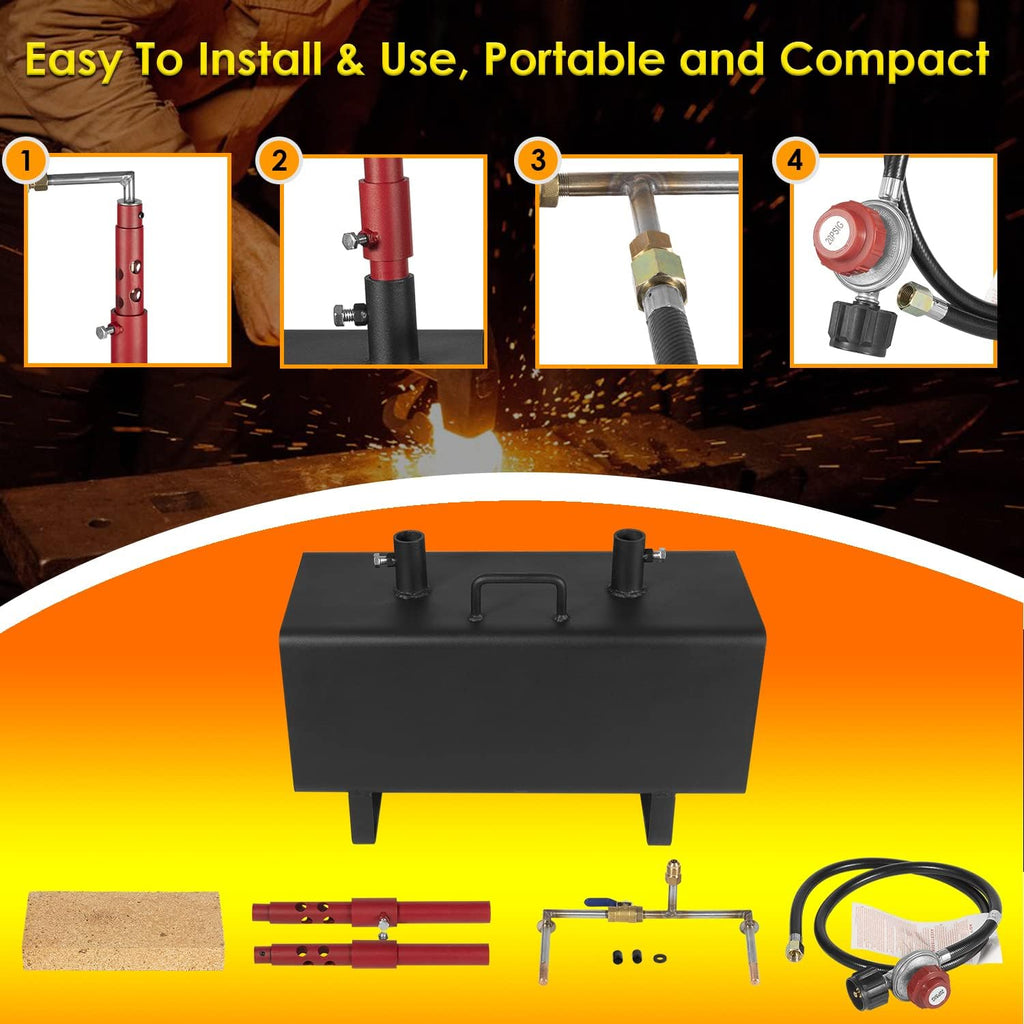 Propane Gas Forge Portable Double Burner Blacksmithing Large Capacity q7