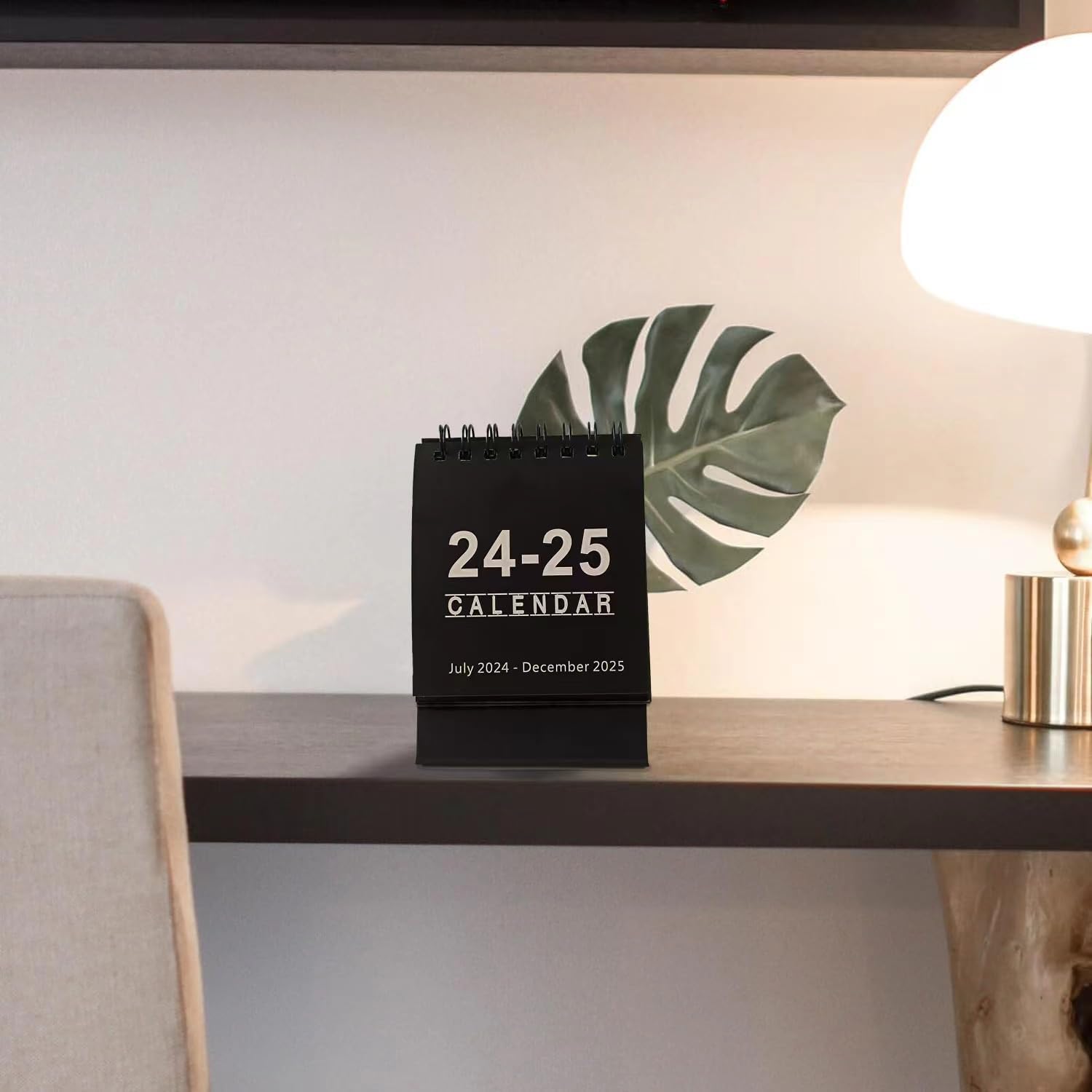 Desk Stand Calendar 2024-2025, Small Desktop Monthly Flip Schedule, Black k7