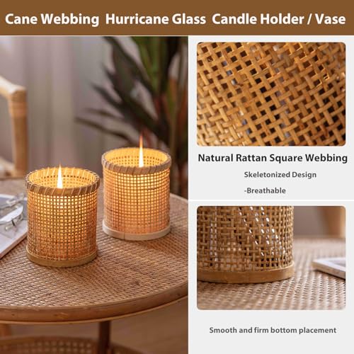 Rattan Woven Glass Candle Holder Vase Decor a7