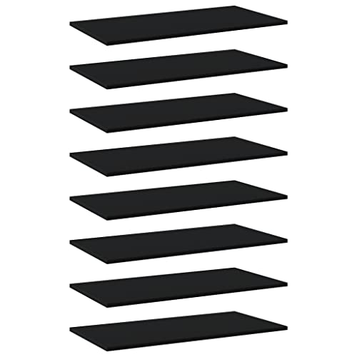 Bookshelf Boards 8 pcs,Bookshelf Replacement Planks,Wood Shelf,Melamine Shelf,Unfinished Wood,for retrofitting bookcases, excluding mounting Parts,High Gloss Black 15.7"x7.9"x0.6" Chipboard