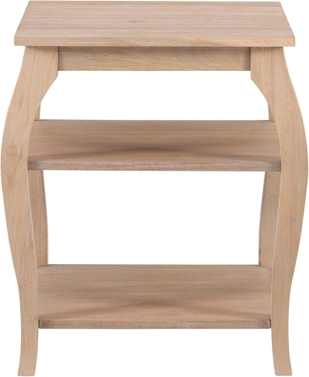 Wooden Side Table with Curved Legs and Shelves k7