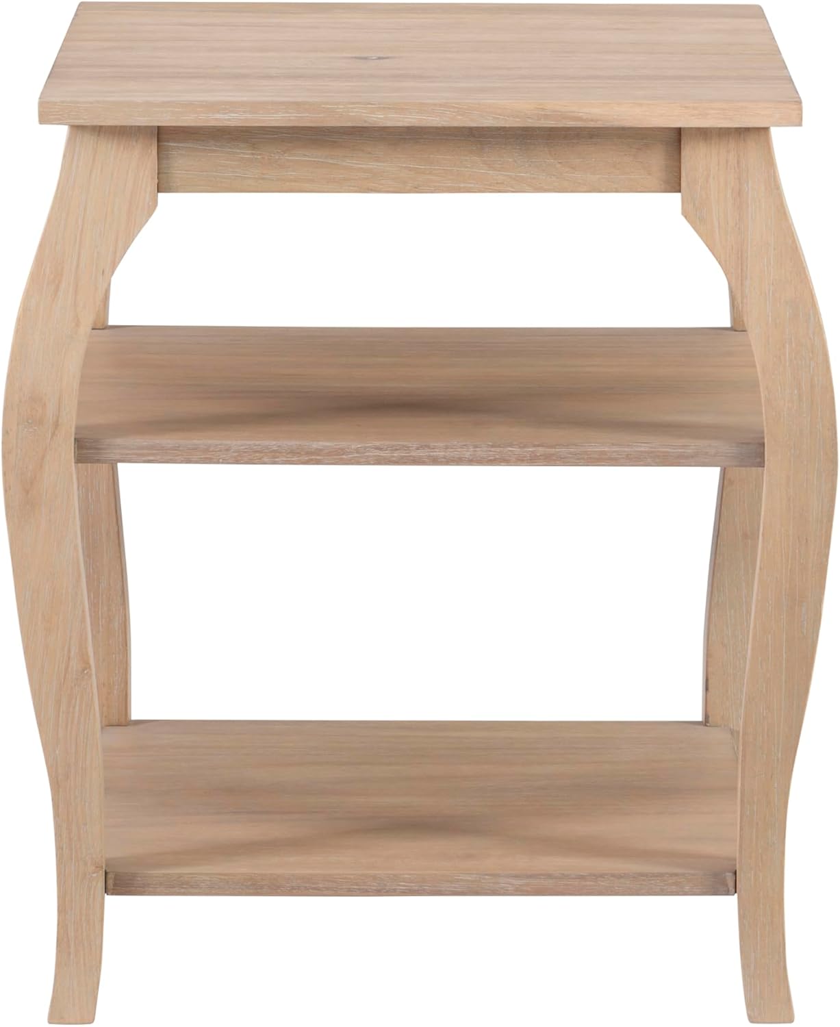 Wooden Side Table with Curved Legs and Shelves k7
