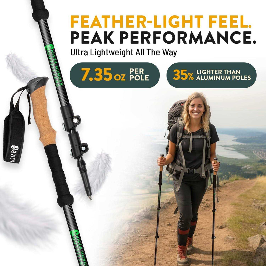 Carbon Fiber Trekking Poles Collapsible Walking k7m