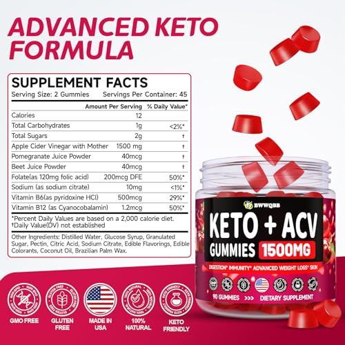 Keto ACV Gummies with Pomegranate & Beetroot, 1500mg, 180 Count a7