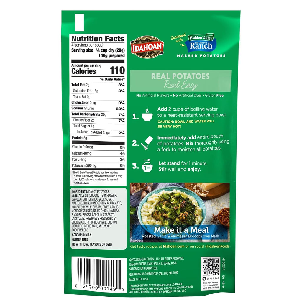 Mashed Potatoes with Ranch Seasoning, 4 oz Pack of 12 a7