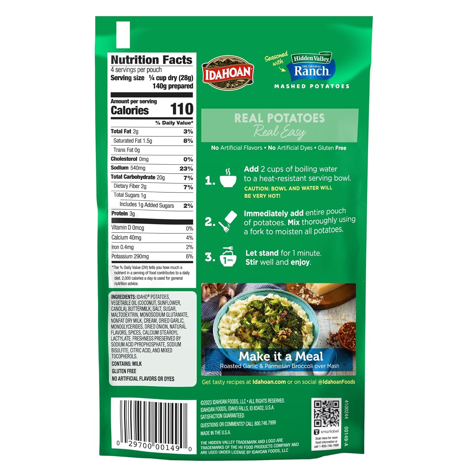 Mashed Potatoes with Ranch Seasoning, 4 oz Pack of 12 a7