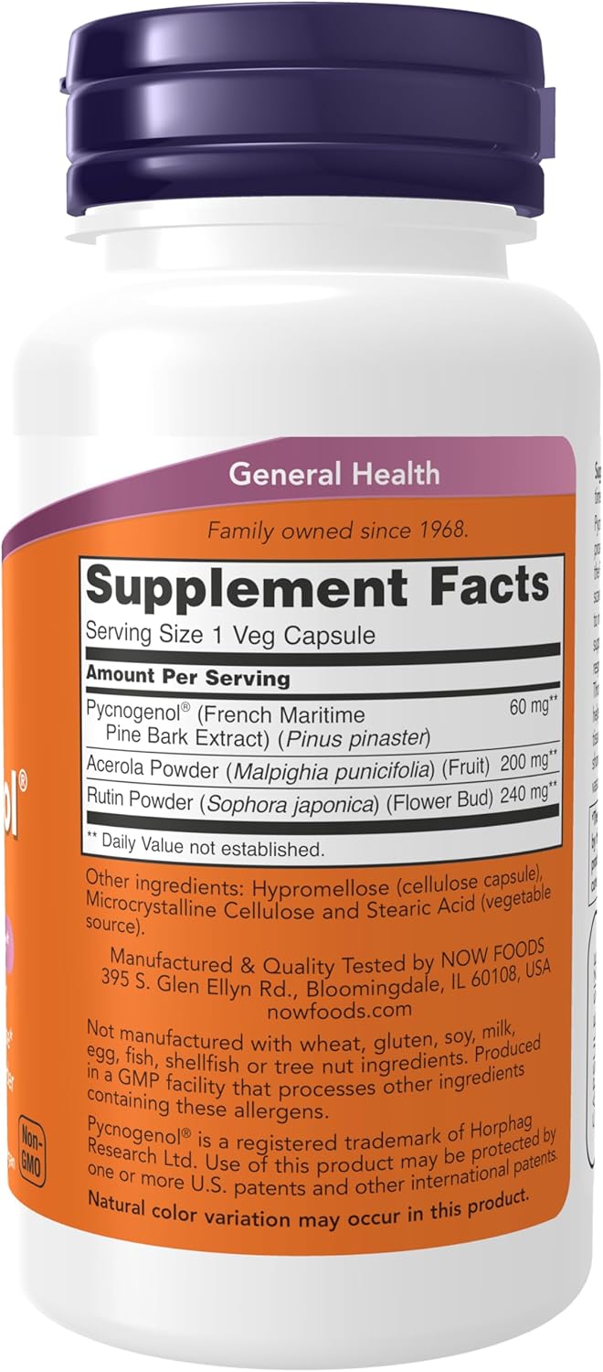 Pycnogenol 60 mg with Acerola & Rutin, 50 Veg Capsules k7