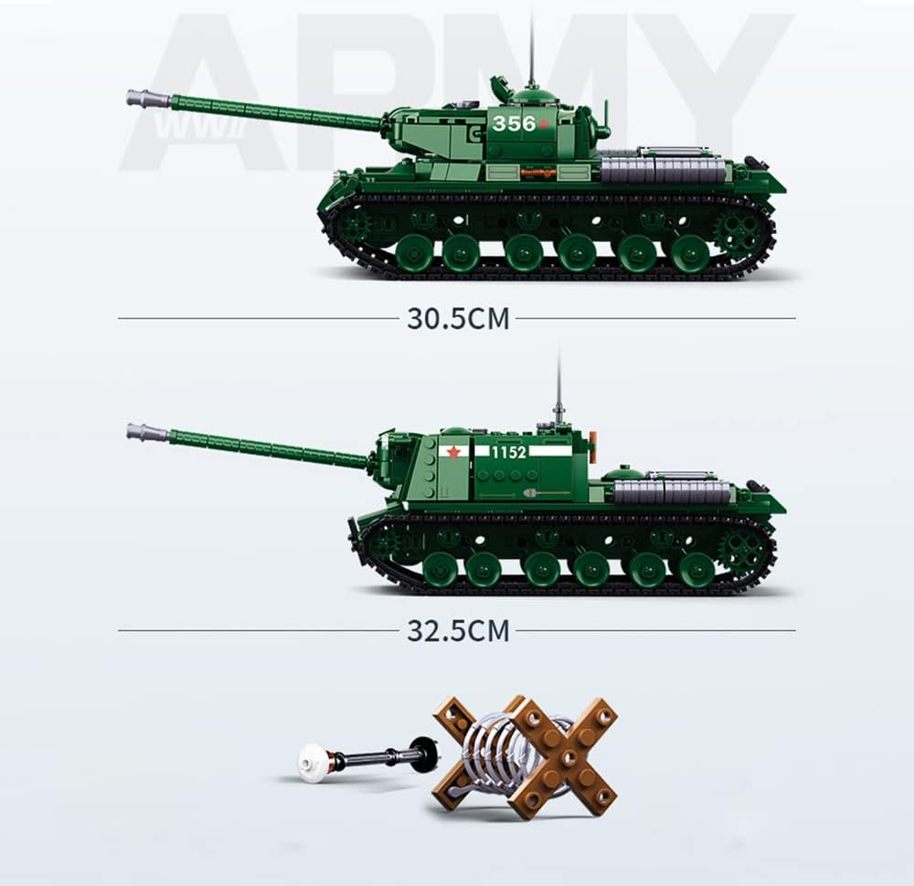Heavy Tank Building Block with 3 Soldier Figures, 845 PCS Toys for Kid and Adult k7