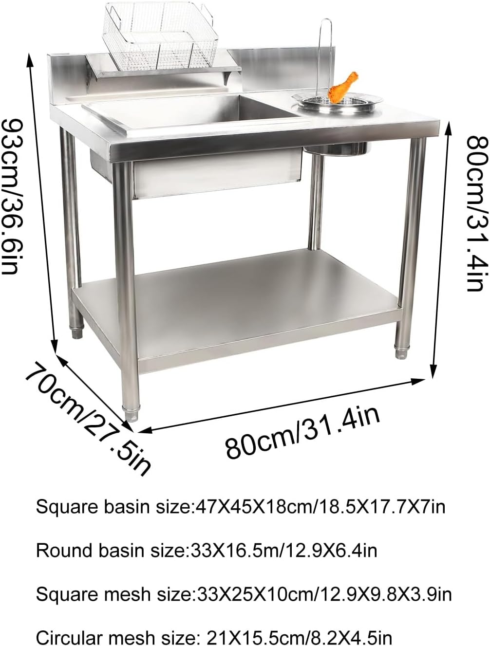 Breading Table Stainless Steel Heavy Duty Commercial Prep Station k7m
