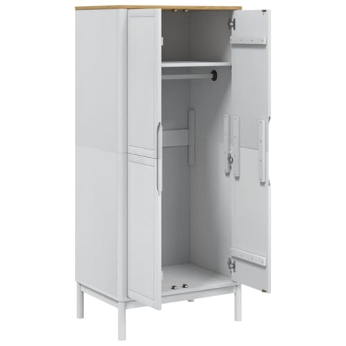 Wooden Wardrobe Closet with Doors and Storage Cabinet, Brown 30.3x20.9x67.3 in q7