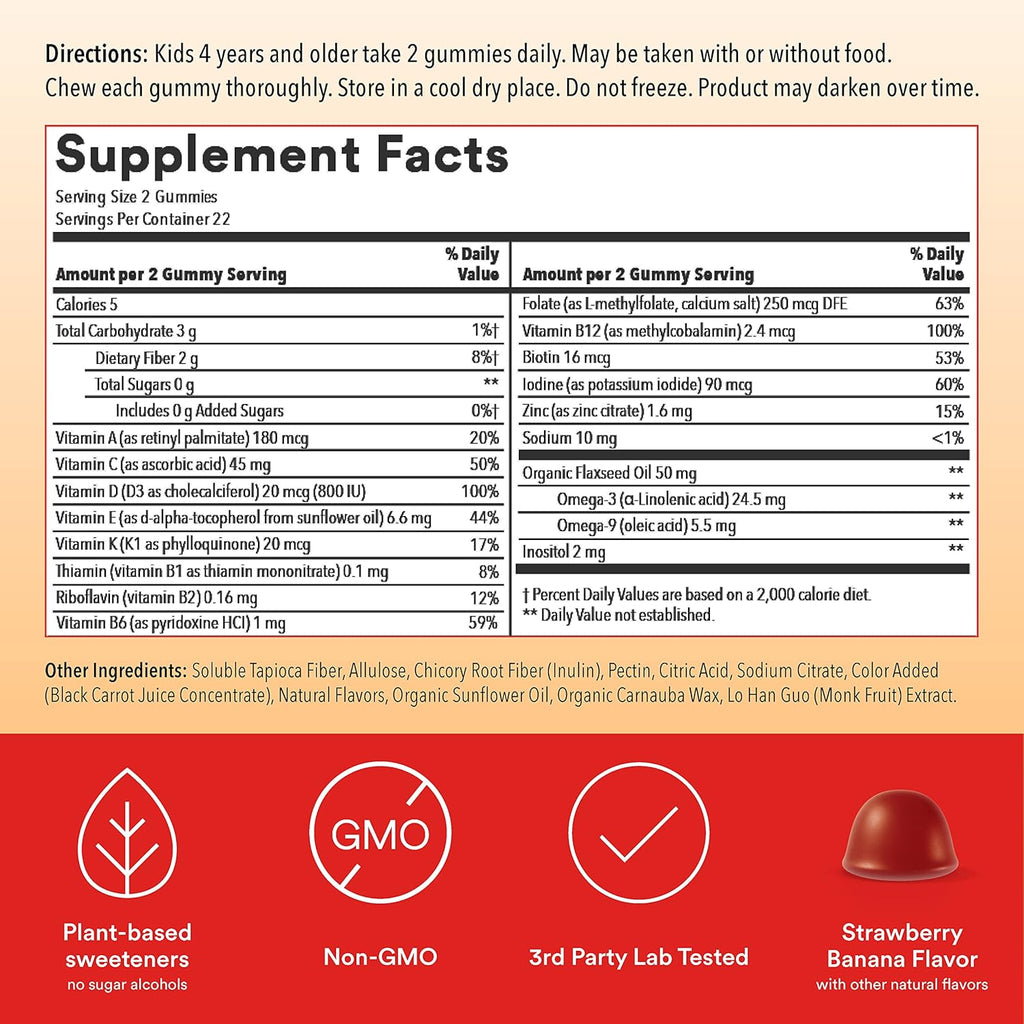 Sugar Free Kids Multivitamin Gummies with Omega 3 and Fiber a7