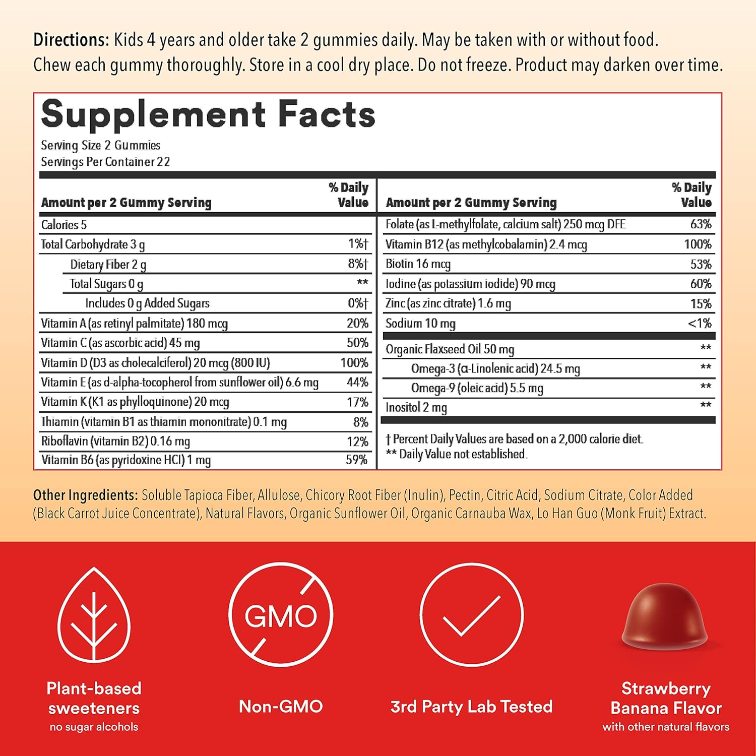 Sugar Free Kids Multivitamin Gummies with Omega 3 and Fiber a7