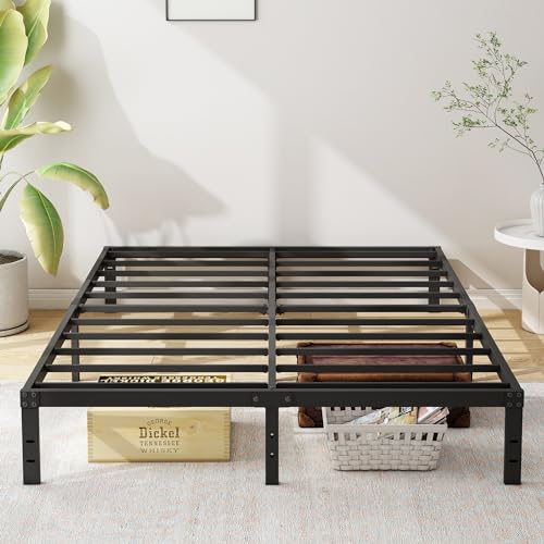 Metal Bed Frame Heavy Duty Steel Slat Mattress Foundation Black k7