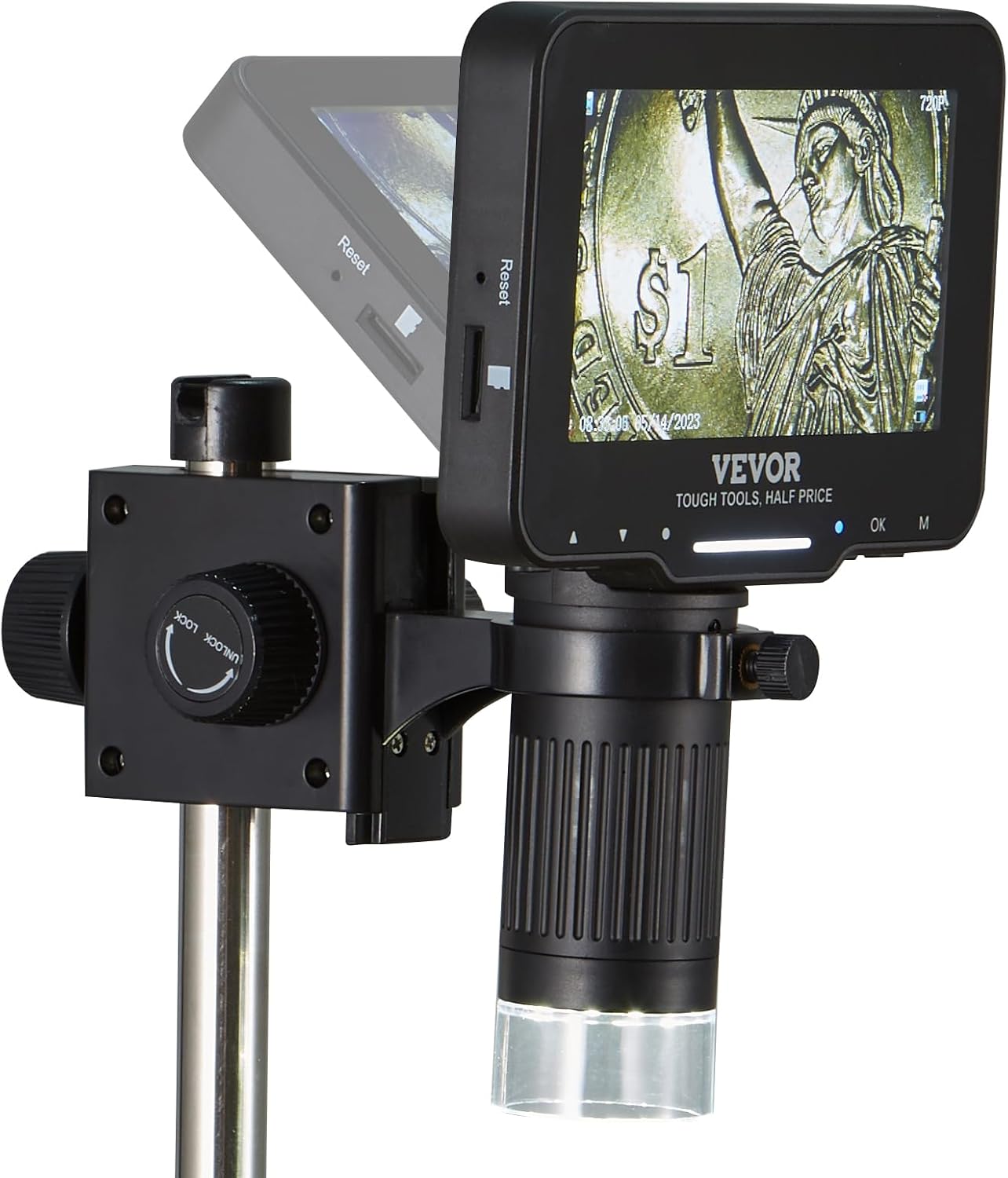 LCD Digital Microscope 4.3 IPS Screen 50X-1000X with 8 LED Lights, PC View, 32GB SD Card k7m