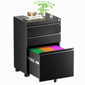 Greenvelly Black File Cabinet, 2 Drawer Vertical File Cabinet with Lock, Locking Filing Cabinet for Home Office, 18” D Metal File Cabinet for Hanging Letter/Legal Folders, Easy Assemble