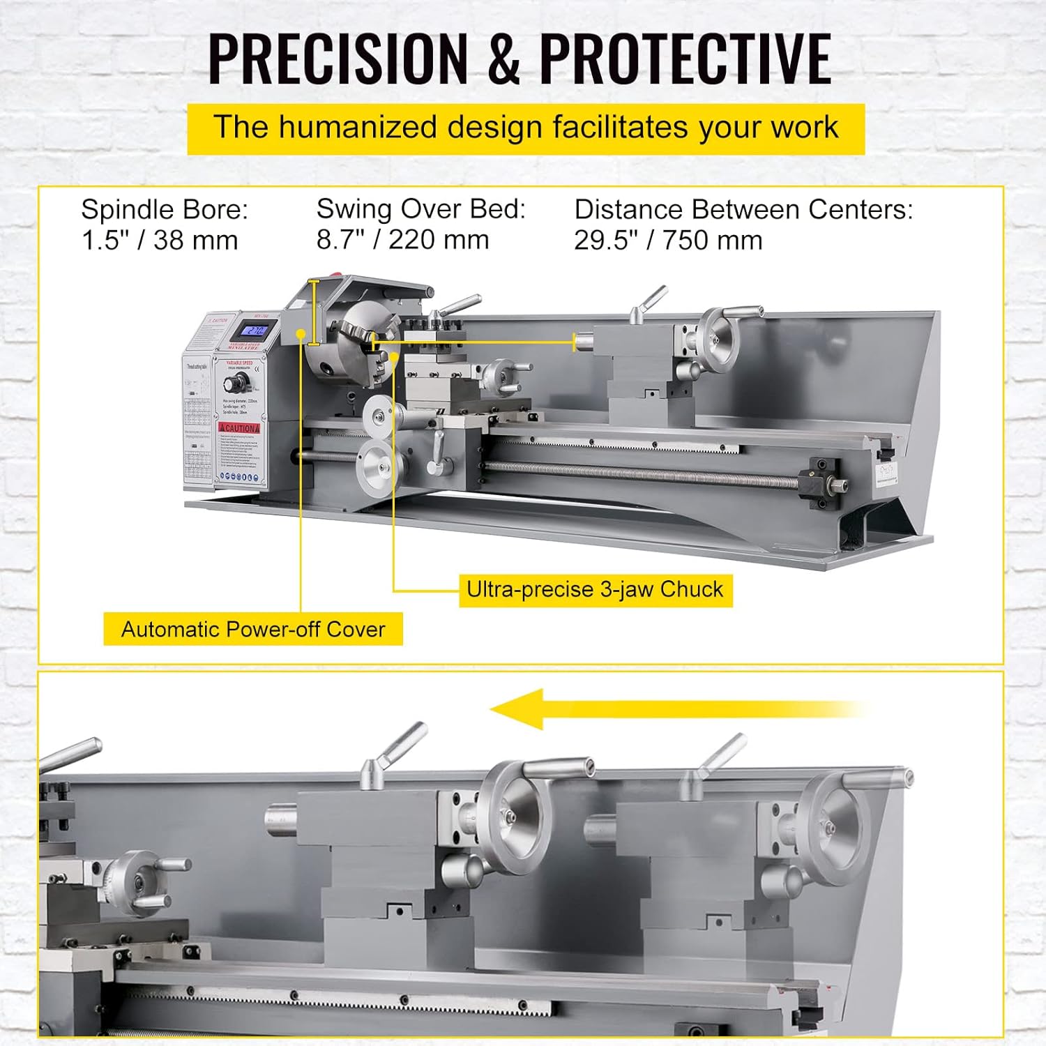 Metal Lathe 8.7 x 29.5 Inch Mini Variable Speed Machine a7