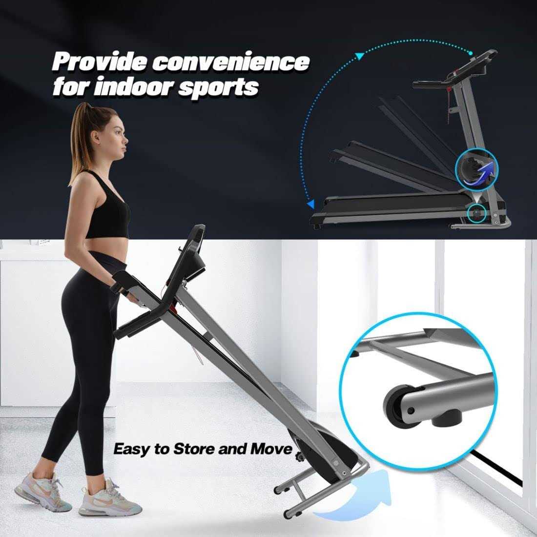 Foldable Electric Treadmill with Incline for Home Workout a7