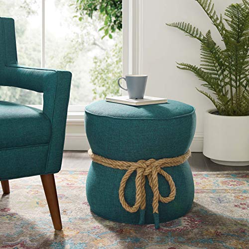 Round Upholstered Ottoman in Atomic Red k7