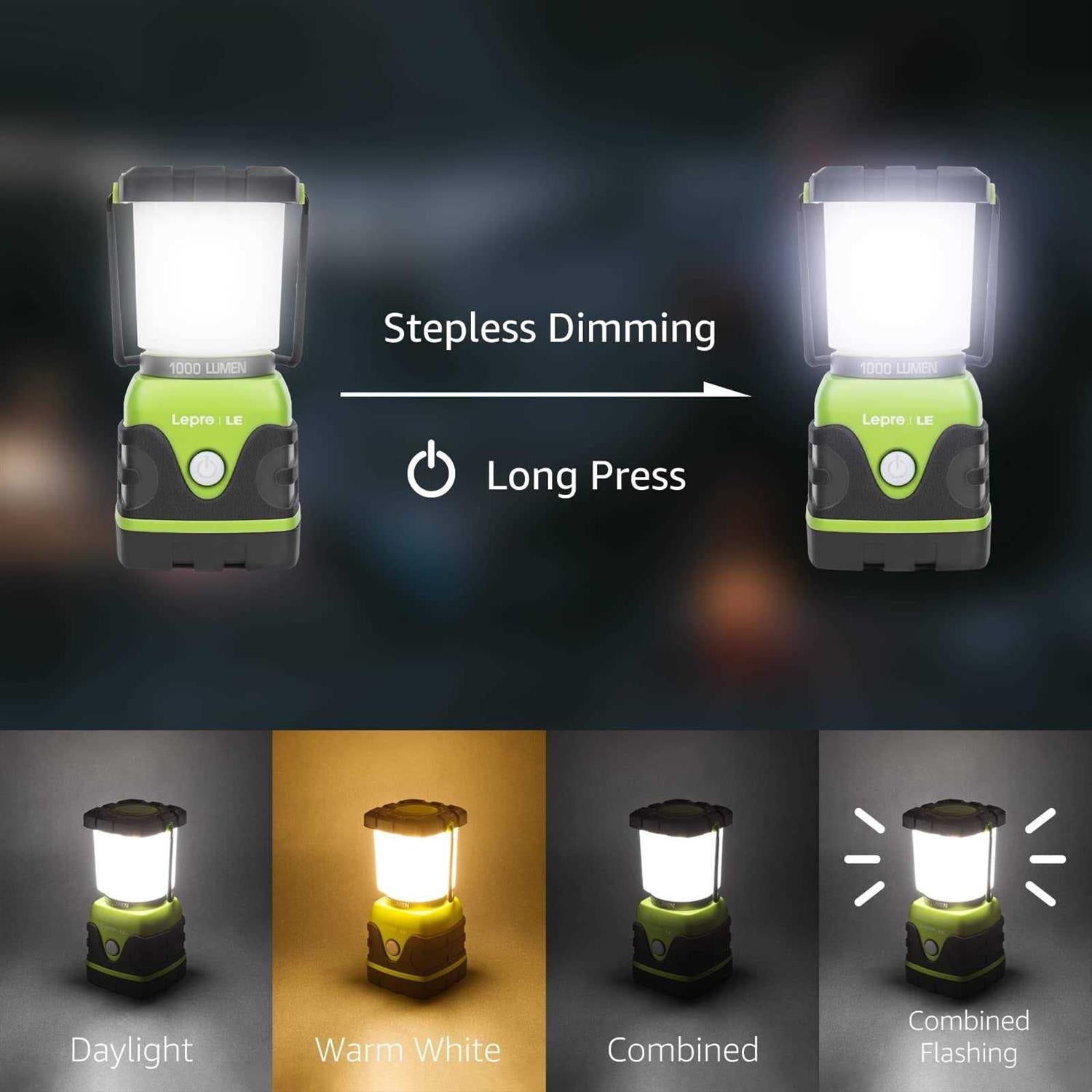 LED Camping Lantern Battery Powered 1000LM 4 Modes k7