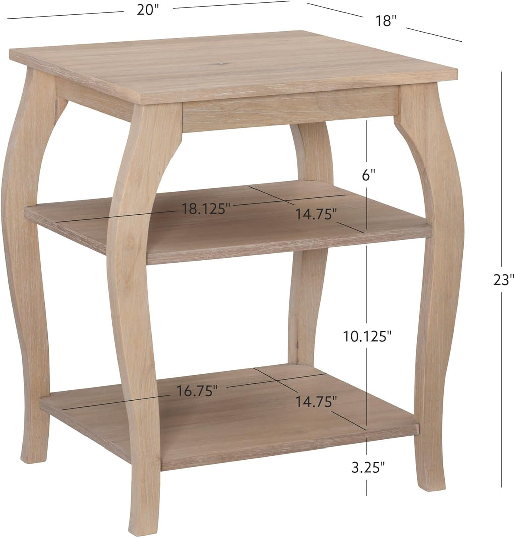 Wooden Side Table with Curved Legs and Shelves k7