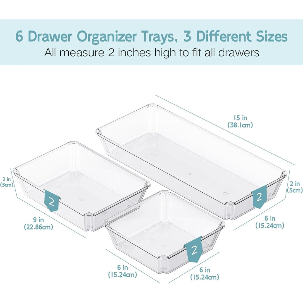 Clear Plastic Drawer Organizer Trays 6 Pack a7