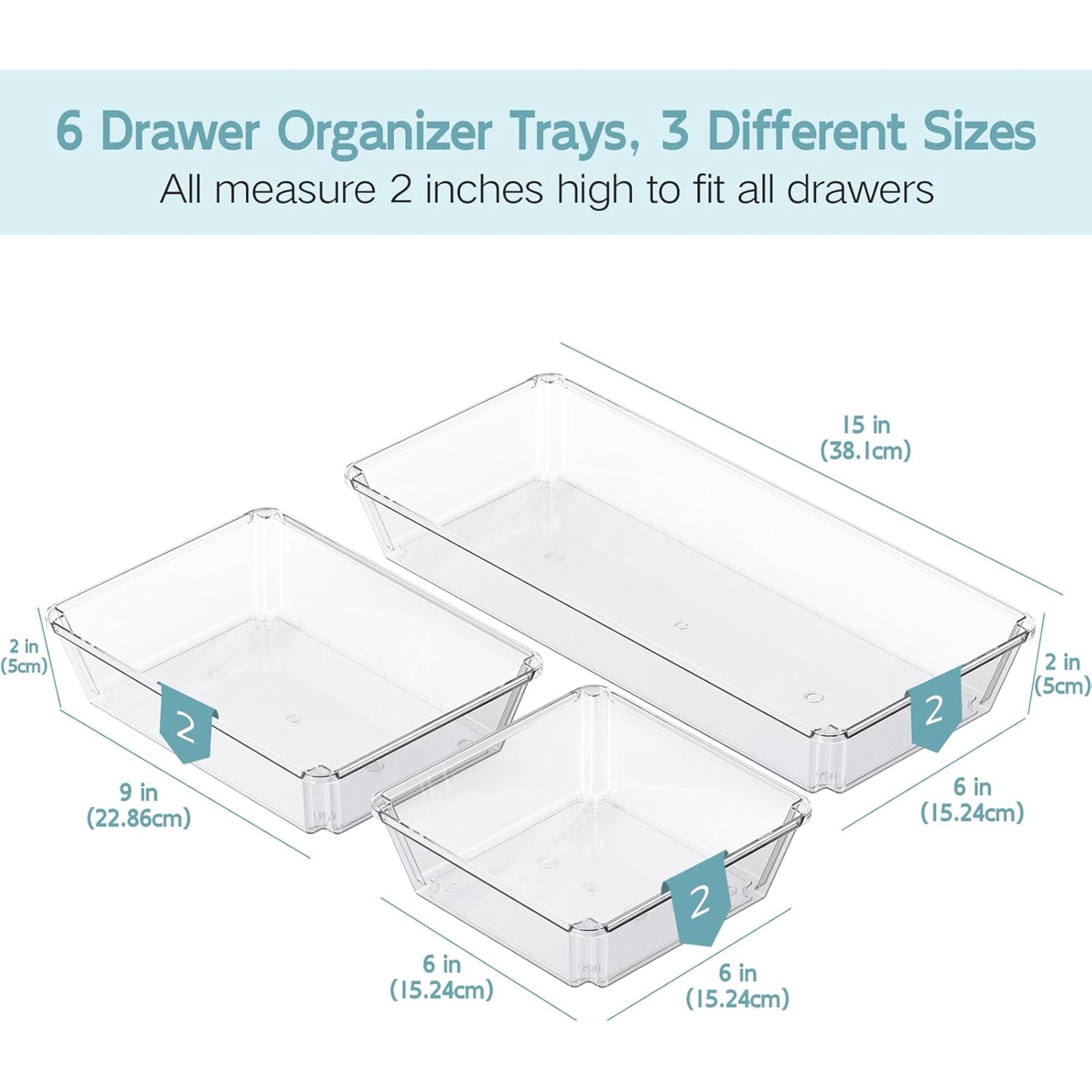 Clear Plastic Drawer Organizer Trays 6 Pack a7