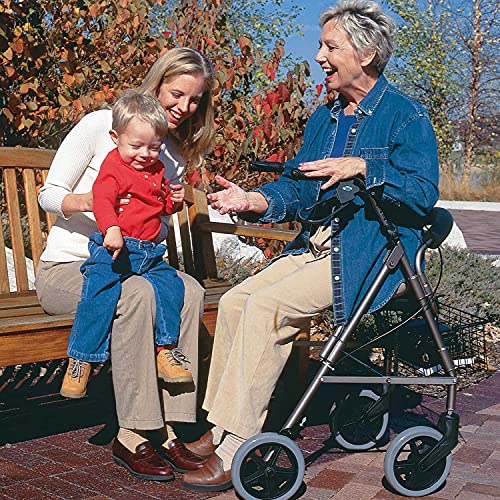 Rollator Walker with Extra Wide Seat, Adjustable Height, Burgundy k7