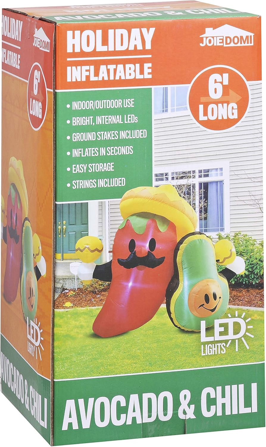 Inflatable Avocado Chili Decoration 6ft LED Party Yard a7