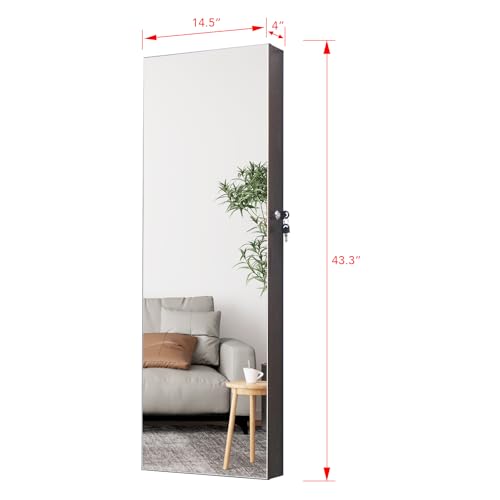 LED Jewelry Armoire with Mirror and Drawers k7m