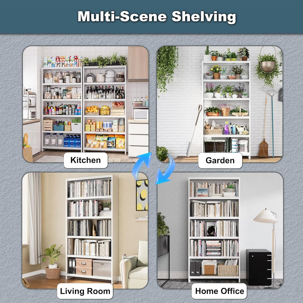 White Bookcase 5 Tier Storage Shelving Unit a7