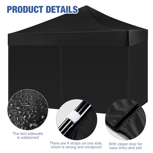 Canopy Tent Sidewalls for 10x10 Pop Up, 4 Pack with Zipper Doors, Waterproof Blue k7