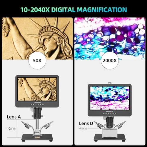 Andonstar AD246S-M Plus 7'' HDMI Soldering Digital Microscope for Electronics Repair, 2000x 3 Lens 2160P UHD Video Record, Soldering Microscope Station with Helping Hands, Coin Microscope, 32GB Card  
7英寸 HDMI 焊接数码显微镜 2000倍 三镜头 4K录像 带辅助支架 32G卡 k7