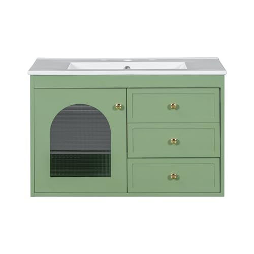 Bathroom Vanity with Sink 2 Drawers White a7