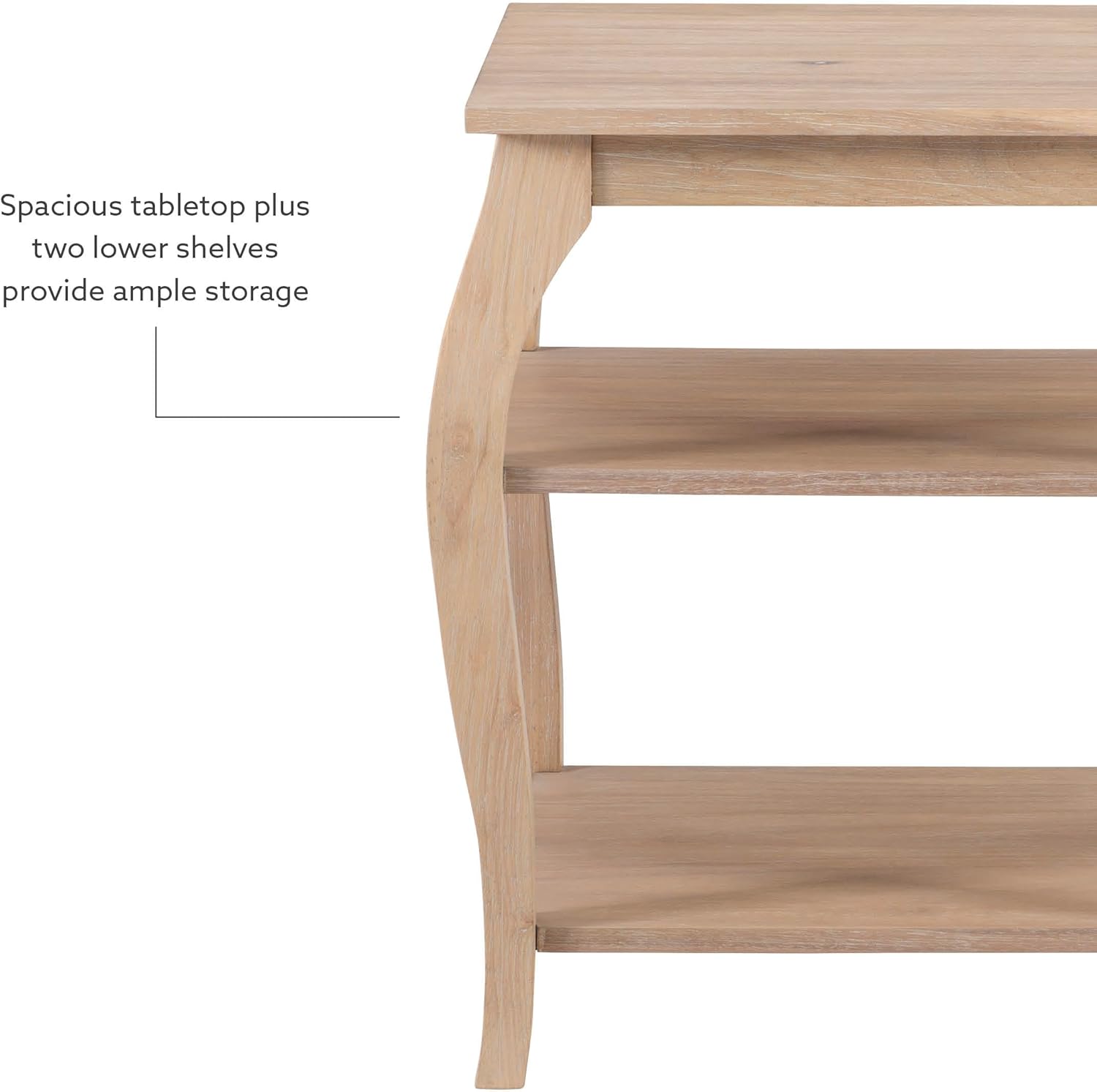 Wooden Side Table with Curved Legs and Shelves k7