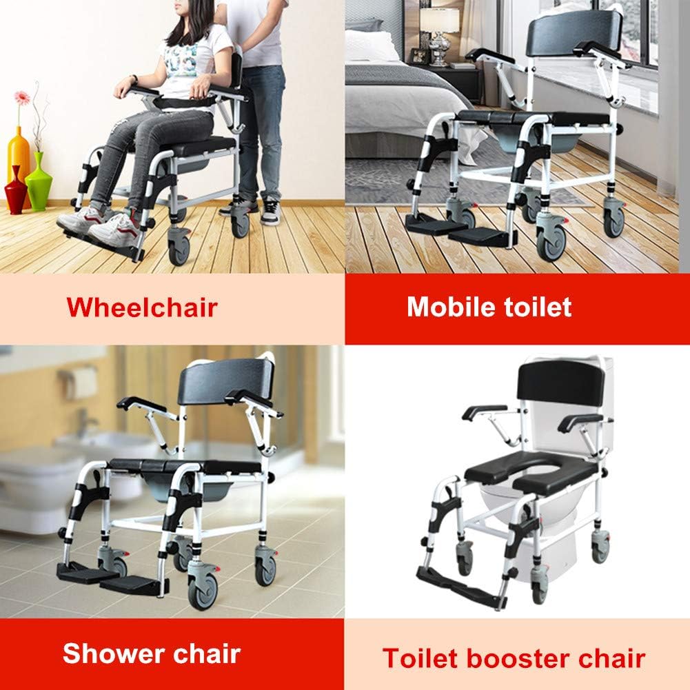 Tilt-in-Space Reclining Shower Commode Chair with Padded Seat and Flip-up Armrests k7