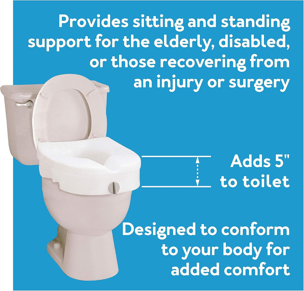 Raised Toilet Seat 5 Inch Lift Riser for Elderly White k7m