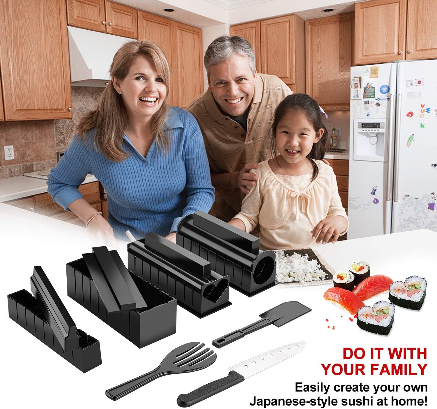 Sushi Maker Kit 11pcs DIY Roll Mold Kitchen A7