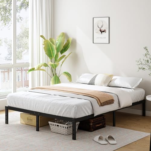 Metal Bed Frame Heavy Duty Steel Slat Mattress Foundation Black k7