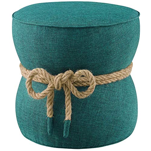 Modway Beat Upholstered Fabric Nautical Rope Round Ottoman in Atomic Red