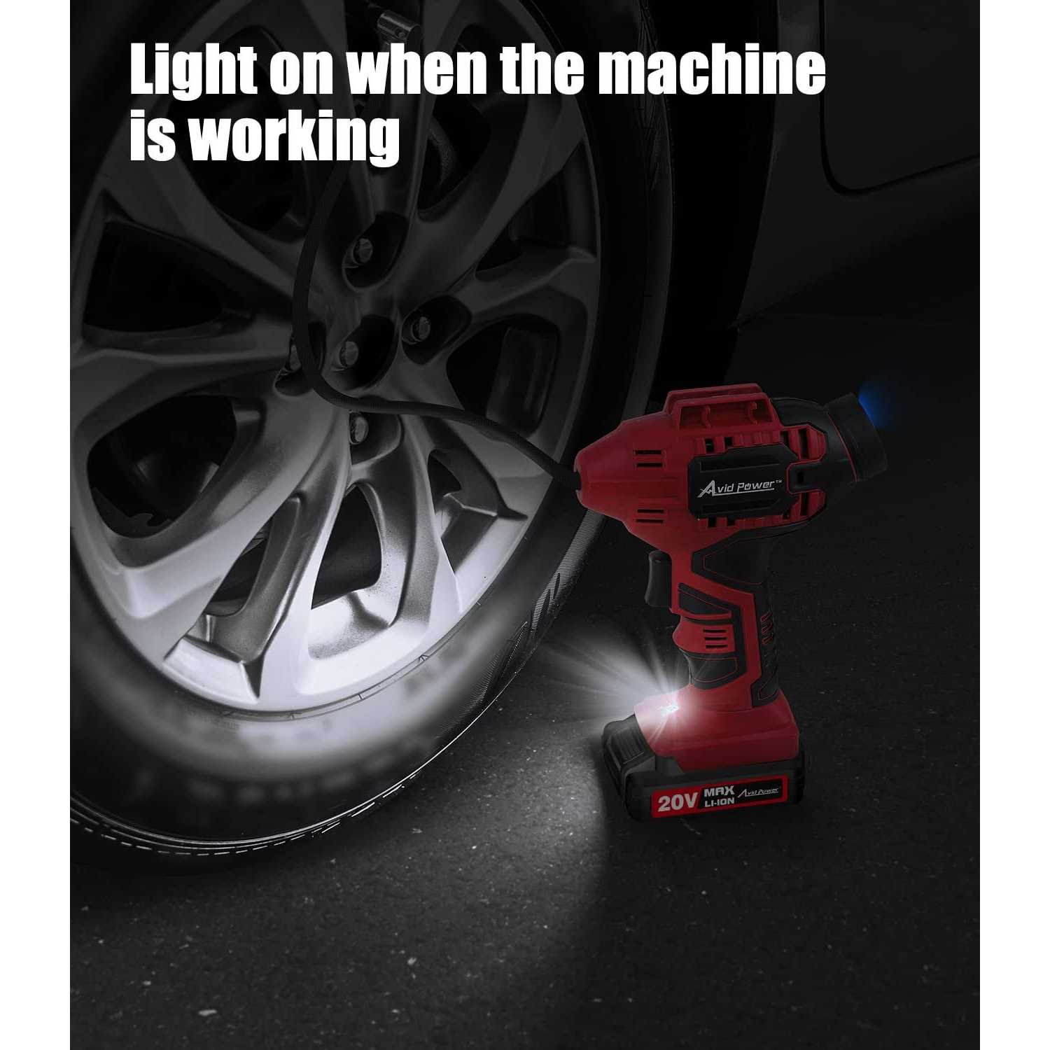 Tire Inflator Portable Air Compressor 20V Cordless Car Tire Pump k7x