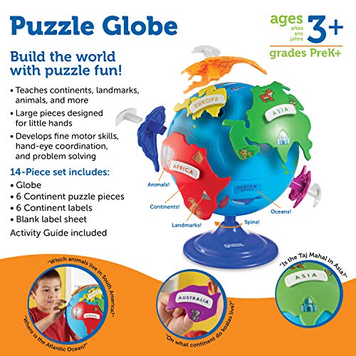 Puzzle Globe for Kids 14 Pieces Ages 3 Preschool Learning Toy k7