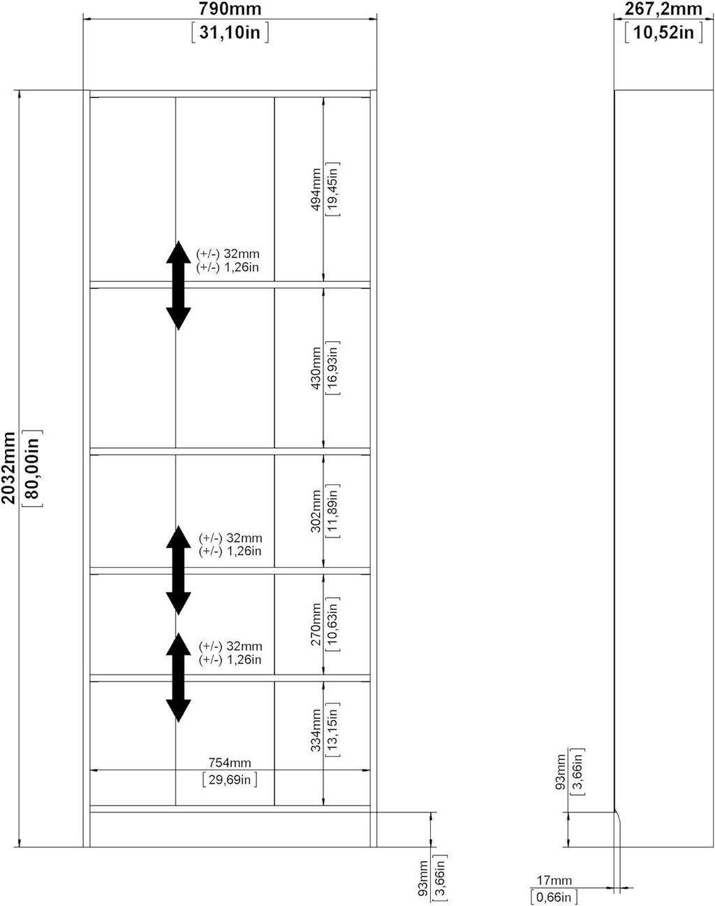 Bookcase Tall White a7