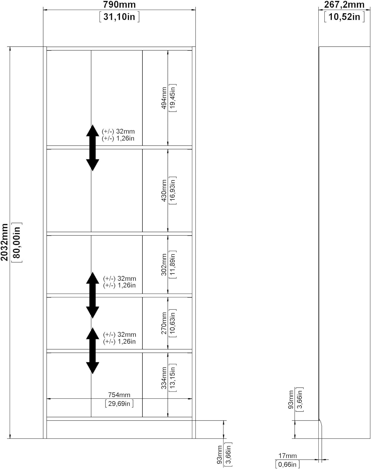 Bookcase Tall White a7
