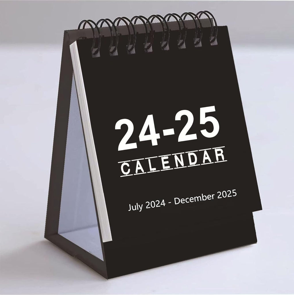 Mini Desk Stand Calendar 2024-2025,Small Desktop Calendar,Jul.2024 to December. 2025 Standing Spiral Mini Calendar 4.2"x3" Monthly Flip Schedule for Office School Home Classroom, Black