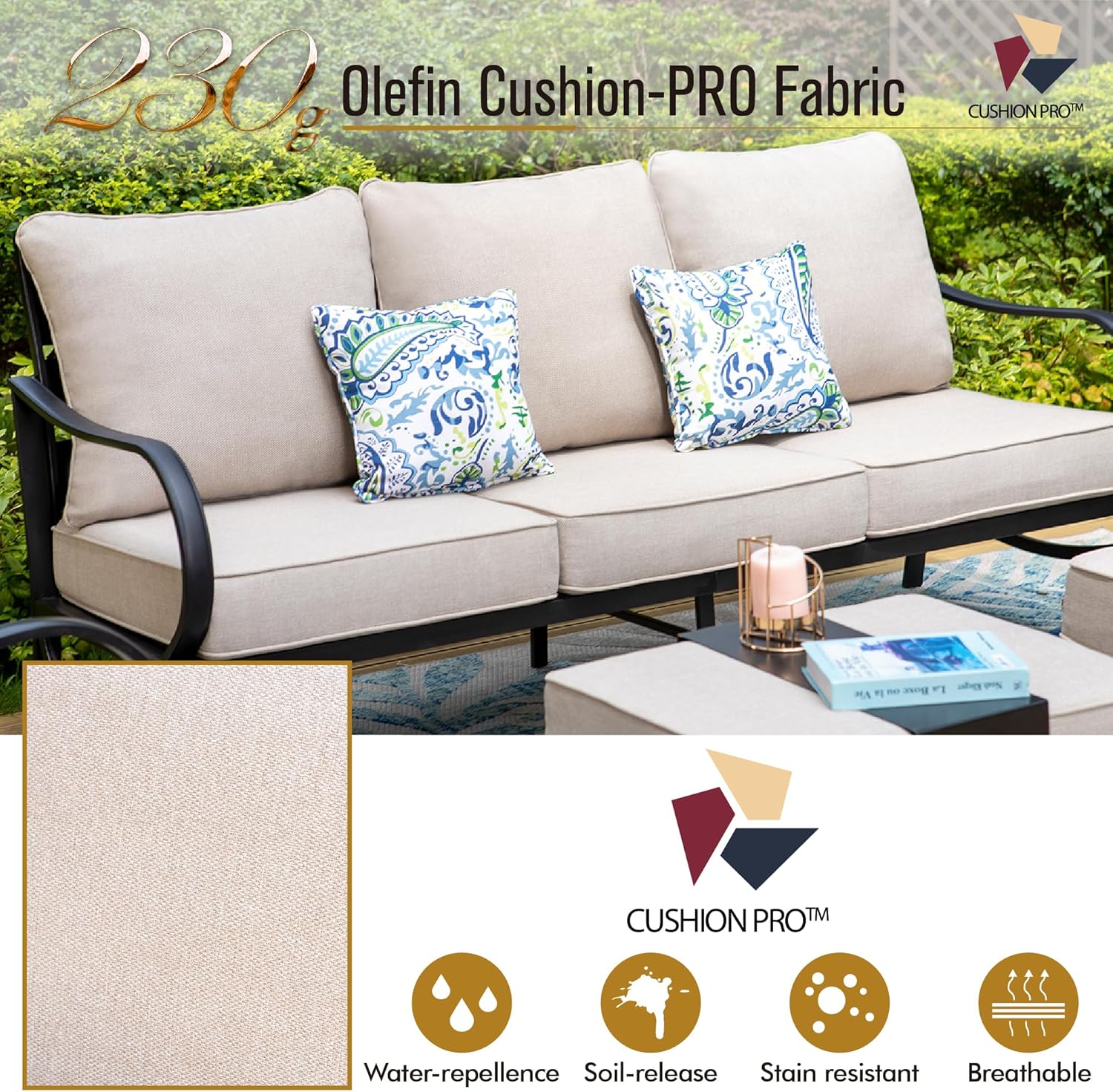 Patio Conversation Chair Set for 2 with Padded Swivel Sofa, Metal Frame k7