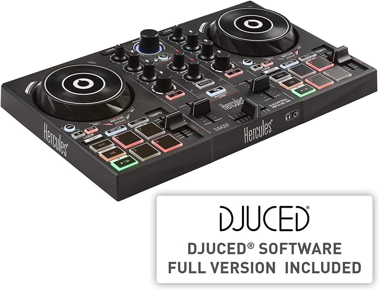 DJ Controller with Beatmatch Guide and Headphones k7q