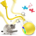 JDMEOPD Speed 2.0 Tail Interactive Cat Toys for Indoor Cats – Smart Motion-Activated Rolling Ball with Tail, Chirping Sounds, and USB Rechargeable Design for Enrichment &amp; Exercise(Yellow)