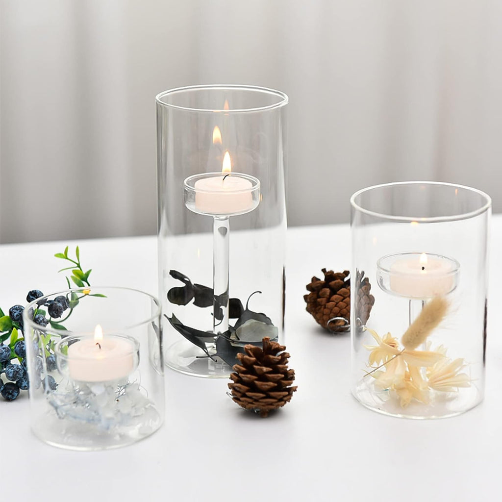 Cylinder Hurricane Candle Holder for Table Centerpieces, Set of 3 k7