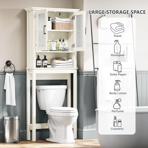 Over The Toilet Storage Cabinet with Glass Doors and Adjustable Shelf Espresso k7