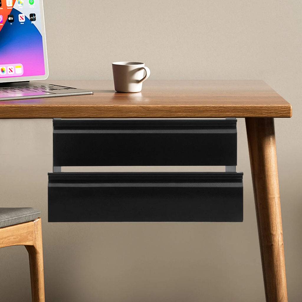 Under Desk Sliding Drawer Organizer, Black Steel Storage Tray a7